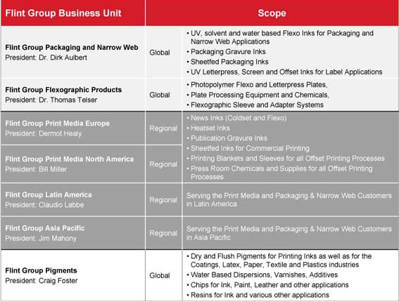 New Flint Group Business Structure